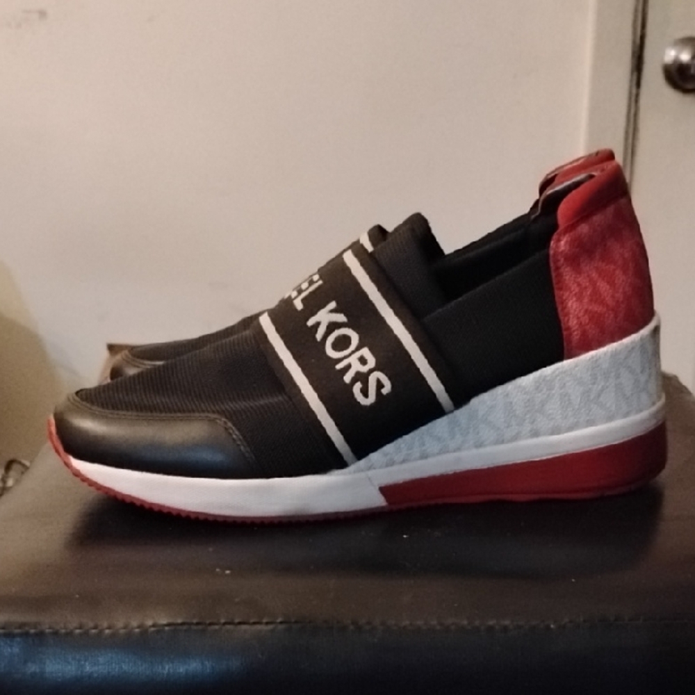 Michael Kors Men's Black and Red Slip-On Sneakers